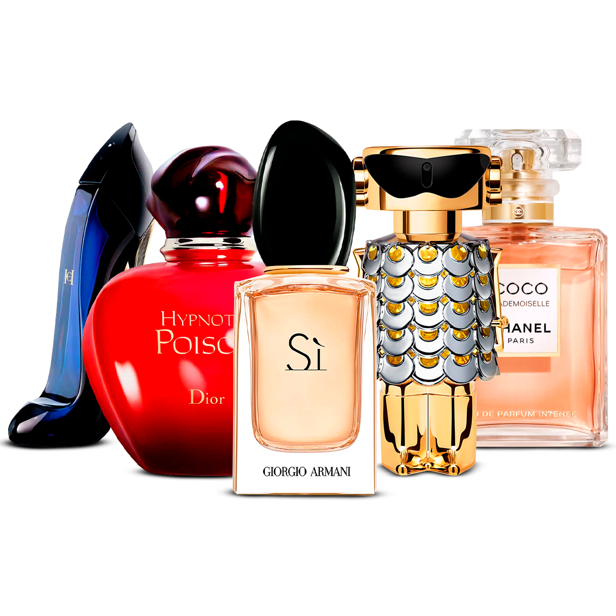 Chanel Set 5 Parfumuri – Good Girl, Hypnotic Poison, Sì, Fame și Coco Mademoiselle [100 ml fiecare]